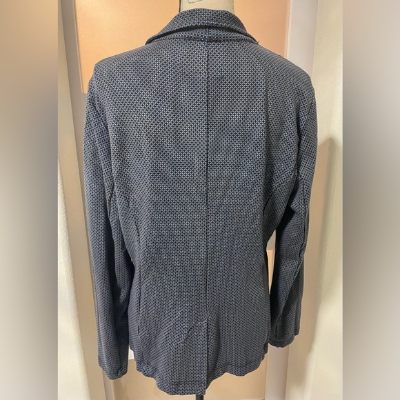 Navy Polka Dot Transcendent Ponte Stretch Blazer by Betabrand - Picture 3 of 5